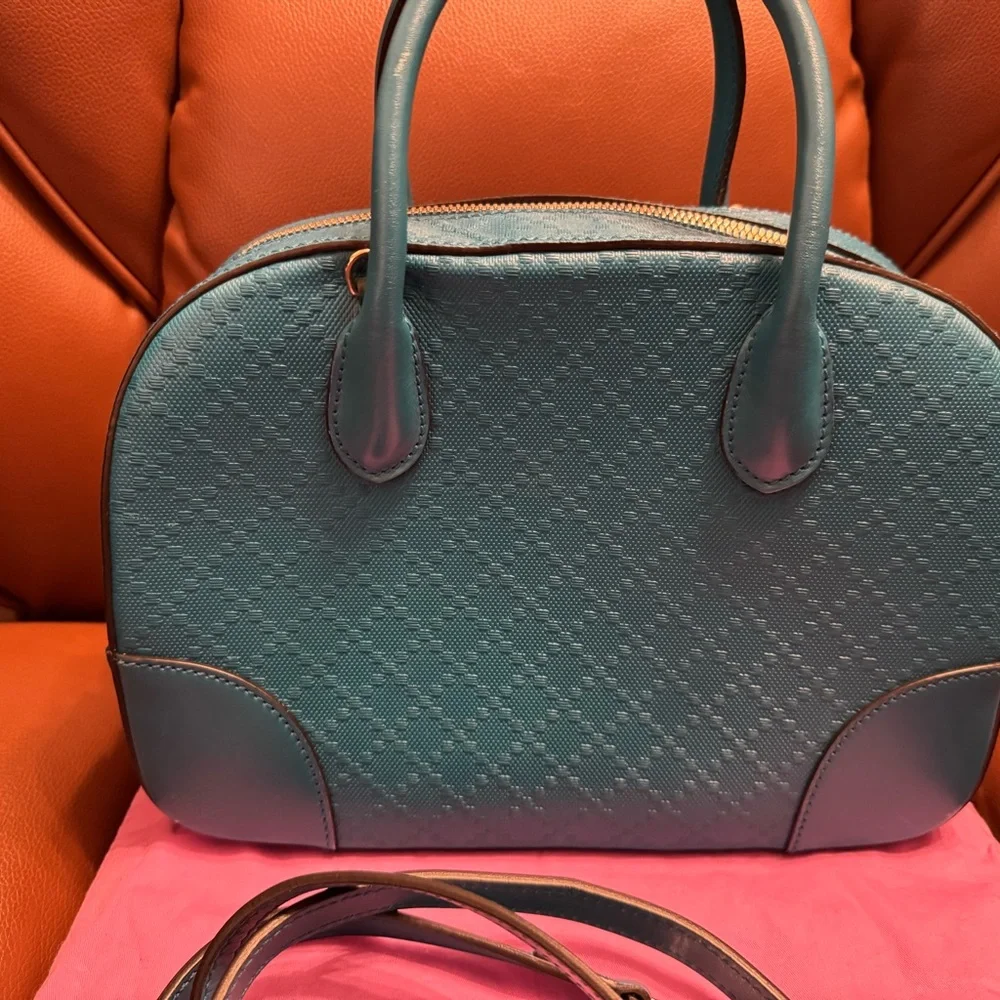Gucci Bright Diamanté Satchel Bag in Teal Blue - Picture 4 of 12